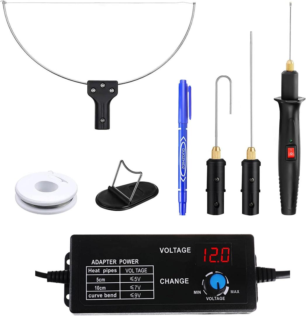 4 in 1 Foam Cutter Set with Digital Voltage Controller, GOCHANGE Electric Cutting Machine Pen Tools Kit, 100-240V /18W Styrofoam Cutting Pen with Electronic Voltage Transformer Adaptor