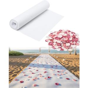 Boao 600 Pcs Silk Rose Petals with 3.3 x 65.6 ft White Carpet Floor Runner Artificial Pink Rose Petals and White Aisle Runner Carpet Rug for Wedding Christmas Anniversary Party Decorations