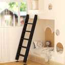 Black Wood Bunk Bed Ladder 60", Lofted/Dorm/RV Bed Bunkbed Ladders with 4 in Extra Deep Steps & Non-Slip Pads, Replacement Wooden Ladder for Motorhome/Camping - Load 660 lbs