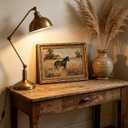 Vintage Gold Framed Horse Canvas Wall Art, Retro Rustic Farmhouse Animal Painting Picture Wall Decor, French Country Pastoral Landscape Equestrian Poster Print Artwork, for Home Living Bedroom,, 24"L x 16"W