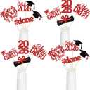 24Pcs 2026 Graduation Table Centerpieces Red, Graduation Centerpieces for Tables 2026 Red Class of 2026 Graduation Centerpiece Sticks for 2026 Graduation Party Table Decorations Red