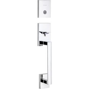 Kwikset San Clemente Front Door Lock Handle and Deadbolt Set, Entry Handleset Exterior Only, Polished Chrome, Pick Resistant SmartKey Rekey Deadbolt Security, Interior Sold Separately