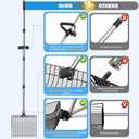 12inch Large Metal Chicken Poop Scooper for Sand with Ergonomic Grip, Adjustable Angle 2 in 1 Chicken Coop Scoop & Rake (39-66"), Stainless Steel Litter Sifting Shovel Chicken Coop Cleaning Tool, Farm