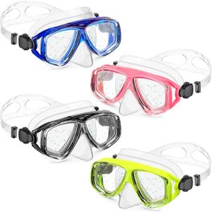 4 Packs Kids Swim Goggles with Nose Cover Kids Diving Swim Mask Swimming Goggles No Leaking Clear Waterproof Snorkel Goggles for Teenager Youth Junior