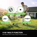 WORKIT 4-in-1 Electric Weed Wacker: 20V 6 Inch Cordless Weed Eater with Wheels - 2x4.0Ah Batteries & 4 Blade Types, Lightweight Stringless Brush Cutter for Small Yard & Garden Care