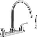 EZ-FLO Two-Handle High-Rise Kitchen Faucet with Sidespray, Stainless Steel, EZ-10201