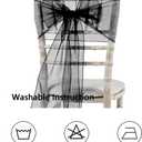Black Organza Chair Sashes 50 Pack, Chair Bows for Party Wedding Conference Dcor, Universal Chiffon Chairs Knots Ties for Folding Chairs Decorations