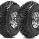 (2 Pack) RRQ 15x6.00-6nhs Lawn Mower Tires and Wheel Assembly, Replacement Riding Lawn Mower Front Tires, Compatible with John Deere Craftsman Husqvarna Lawn Mowers, 3/4" Bushings, 3" Centered Hub