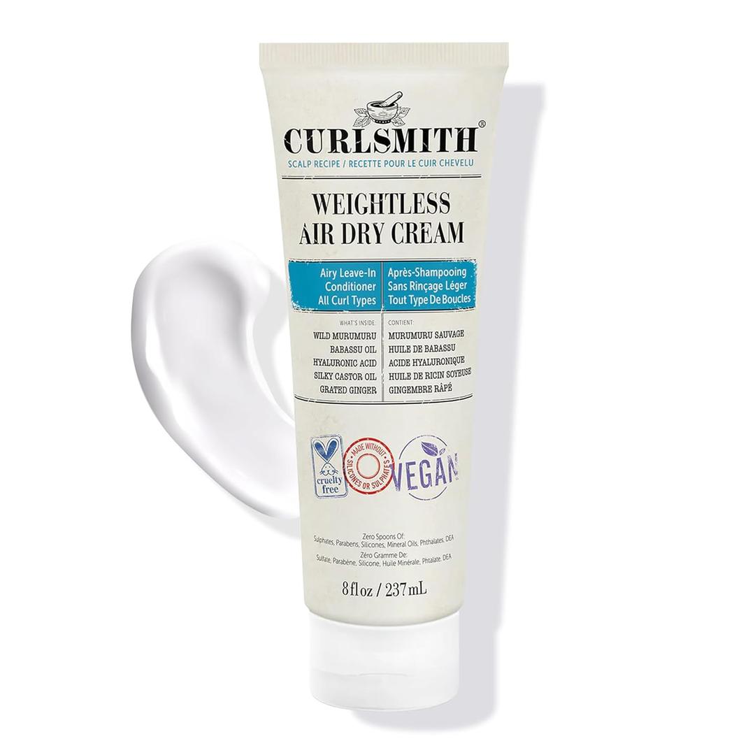 CURLSMITH - Weightless Air Dry Cream - Vegan Leave-In Conditioner for Any Hair Type, Smooths Hair (8 Fl Oz (Pack of 1))