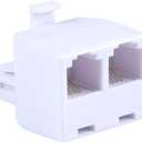 Power Gear Telephone Duplex Adapter, Home or Office, Compatible with Answering Machines, All Brands, RJ14, RJ11, White, 76191b 2 Pack