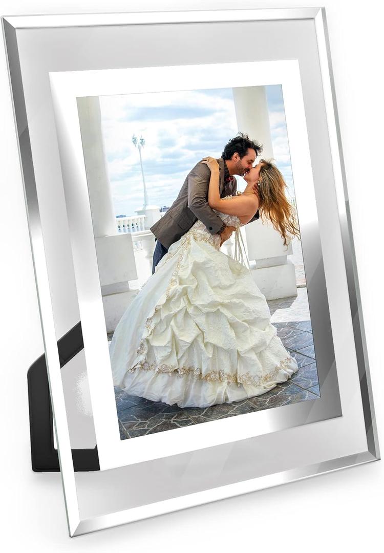 5x7 Picture Frames - Glass Photo Frame for Tabletop/Desktop Display, Horizontal/Vertical Orientation, Silver Finish (1 Pack)