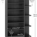 Tall Shoe Rack, Multifunctional Shoe Cabinet with Open Storage, Entryway Shoe Organizer for Closet, 7-Tier Wooden Shoe Storage Closet with Adjustable Shelves, Black SC02BK