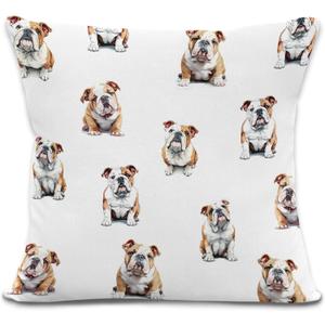 Funny English Bulldog Throw Pillow Covers 18x18, English Bulldog Gifts for Women Men, Dog Lovers Gifts Decorative Pillow Covers, Dog Pillowcases Cushion Case for Home Couch Bedroom Decor