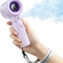 Handheld Portable Fan with Misting, Safety Lock, High Speed & LED Display - Personal Fans Portable Rechargeable, 20000 RPM Turbo Mini Fan for Travel, Outdoor, Home, Office (Purple)
