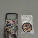 Jusy Compatible with Magsafe Stained Glass Phone Case for iPhone 17 Pro, Cute Aesthetic Magnetic Ring Holder Stand Case, Soft TPU and Hard PC Protective Phone Cover for Women Girls - Bird