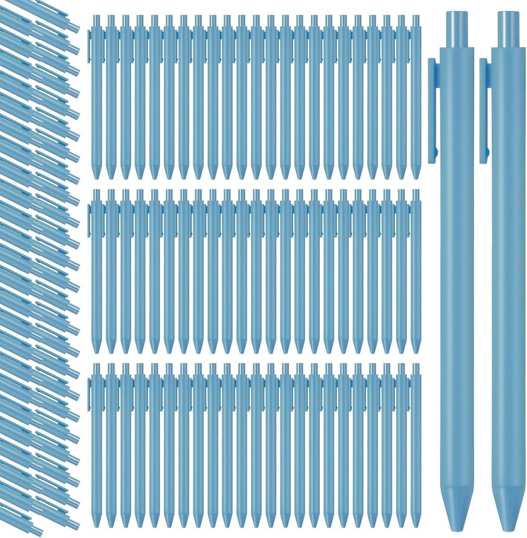 Fulmoon 50 Pcs Ballpoint Pens Bulk Retractable Comfortable Writing Pens Cute Christmas Supplies in Medium Point 1.0 mm for Teacher Office Home Baby Shower (Light Blue,Black Ink)