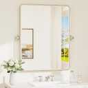 TETOTE Pivot Bathroom Mirror Brushed Nickel 24 x 30 Tilting Beveled Rectangle Metal Framed Tempered Glass Mirror, Farmhouse Adjustable Tilt Vanity Mirrors, Horizontal/Vertical, Easy to Install