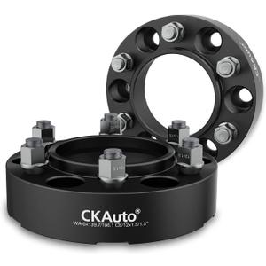 CKAuto 2 Pack 6x5.5 Hub Centric Wheel Spacers, 1.50" 6x139.7mm Wheel Spacers, 106.1mm Center Bore with M12x1.5 Studs