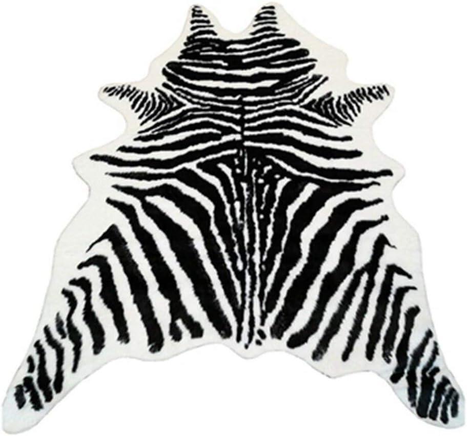 Zebra Print Rug Faux Animal Cowhide Skin Area Rug Leather Carpet Mat Large Size for Home Office Livingroom 7.9'x5.6'