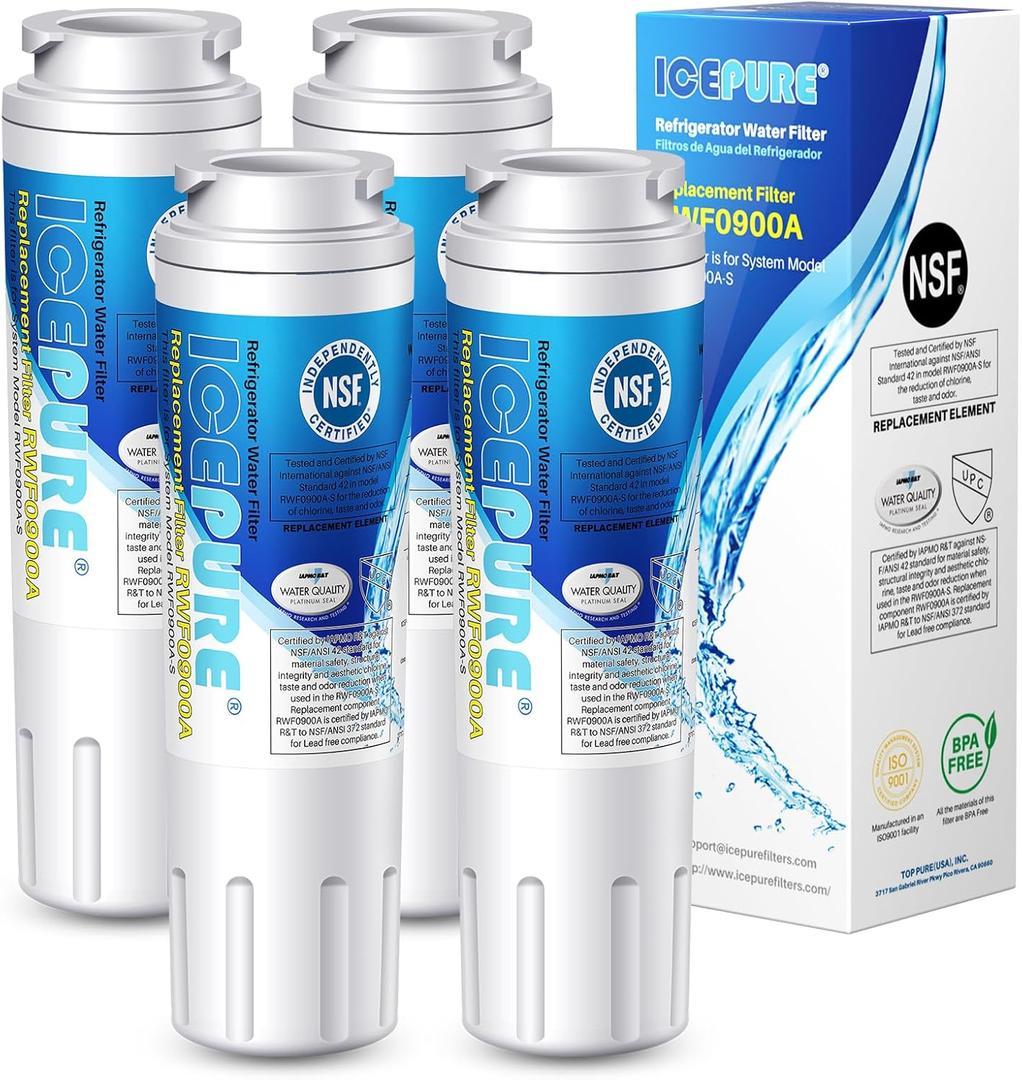ICEPURE UKF8001 Refrigerator Water Filter Replacement for EveryDrop EDR4RXD1, Whirlpool Filter 4, Maytag UKF8001AXX-200, UKF8001P, 4396395, 469006, Puriclean II, FMM-2, RWF0900A 4PACK