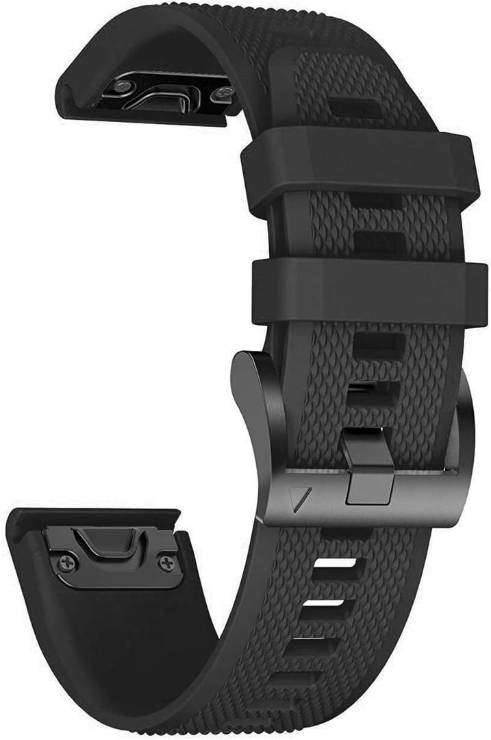 ANCOOL for Fenix 5/Fenix 6/Fenix 7 Band 22mm Silicone Watch Band for Fenix 8 Fenix E 47mm/Fenix 5 Plus/Fenix 6 Pro/Fenix 7 Pro/Forerunner 935(Black) (1 Pack)