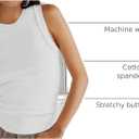 Womens High Neck Tank Tops Sleeveless Ribbed Exposed Seam Curved Hem Slim Fit Fashion Summer Top Shirts (White, S)