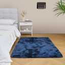 duduta Navy Blue Soft Fluffy Rectangle Rug 3x5 ft, Tie-Dyed Shag Furry Plush Throw Rug for Bedroom Nursery Living Room Home Decor
