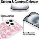 Case Compatible with iPhone 16 Pro, Floral Flower Pattern Aesthetic Phone Case for Women Girls Clear Shockproof Protective Phone Cover - Pink Flowers