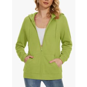 MAGCOMSEN Women's Fleece Lined Zip Up Hoodies Casual Hooded Jacket Workout Full Zip Sweatshirts Pocket Coats, 2XL