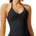 Workout Tank Tops for Women with Built in Bra,Slim Fit Halter Sleeveless Gym Tops Seamless Racerback Athletic Yoga Shirts Small