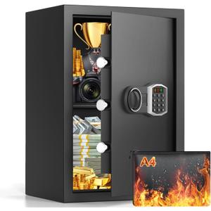 3.0 Cub Large Home Safe Fireproof Waterproof, Digital Firep roof Safe Box With Fireproof Bag, Combination Lock and Alarm Systerm, Fire Safes for Home Documents Money Valuables