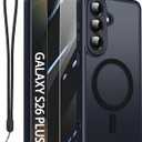 for Samsung Galaxy S26 Plus Case with 2X Screen Protector and Camera Protection Compatible with MagSafe Magnetic Matte Shockproof Phone Cover for Galaxy S 26 Plus-Black