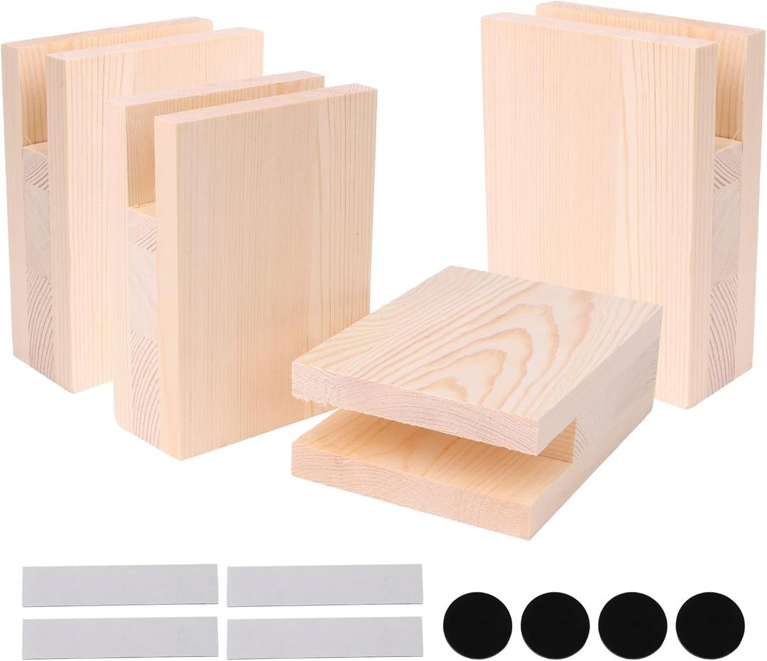 Etfbuy Pack of 4 Width Groove Wood Bed Desk Risers Lifter Table Cube Furniture Storage Groove Fit Sofa