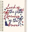 Lacama Coquette Bow Spiral Notebook, Independence Day Patriotic Journal Gifts for Women, 4th of July Gifts for Women, Land of the Free Because of the Brave Spiral Notebook for School Office Supplies