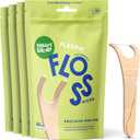 SmartLifeco Eco-Friendly Angled Dental Floss Picks (200ct) - Made with Straw Wheat Blend, Superior Anti-Shred Thread for Molars & Back Teeth, Tooth Pick Stick for Adults, Soft on Gums, Vegan, Mint