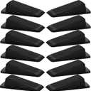 Beieverluck 12 Pack Door Stoppers for Bottom of Door Rubber Door Stop Wedge Sturdy Stackable Door Stops for Floor Wall Carpet Heavy Duty Door, Black