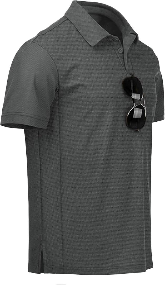 NIASHOT Men's Polo Shirts Tactical Short Sleeve Golf T-Shirt Athletic Collared Summer Shirts (Gray, XL)