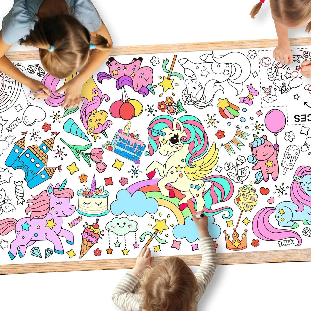 Gatherfun Unicorns Birthday Party Giant Coloring Poster - 31.5x 72 Inches - Versatile Classroom Wall Dcor & Unicorns Birthday decorations-Poster or Table Cover for School Parties and Special Events