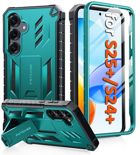 FNTCASE for Samsung Galaxy S25-Plus Case: for Samsung S24-Plus Case Military Grade Drop Proof Protection Mobile Cover with Kickstand | Matte Rugged Shockproof Protective Sturdy Phone Case (Green)