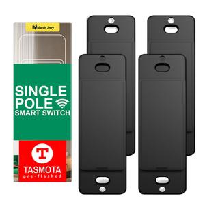 TASMOTA Smart Switch | Black | ESP8266 2.4GWiFi, Smart Light Switch for Home Assistant | WiFi Smart Home Devices, Compact Design, 4 Pack