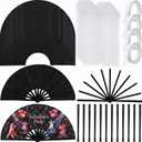 Novabright 40 Pcs Sublimation Hand Fan Blanks Bulk 13 Black Plastic Handle DIY and Craft Clack Folding Fan Large Clack Handheld for Line Dancing Wedding Party Decoration