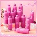 LemonRoad 12 Pcs Breast Cancer Awareness Water Bottles 17oz Stainless Steel Pink Ribbon Tumbler Cup Bulk Gifts for Women Survivors Events(Classic Style)