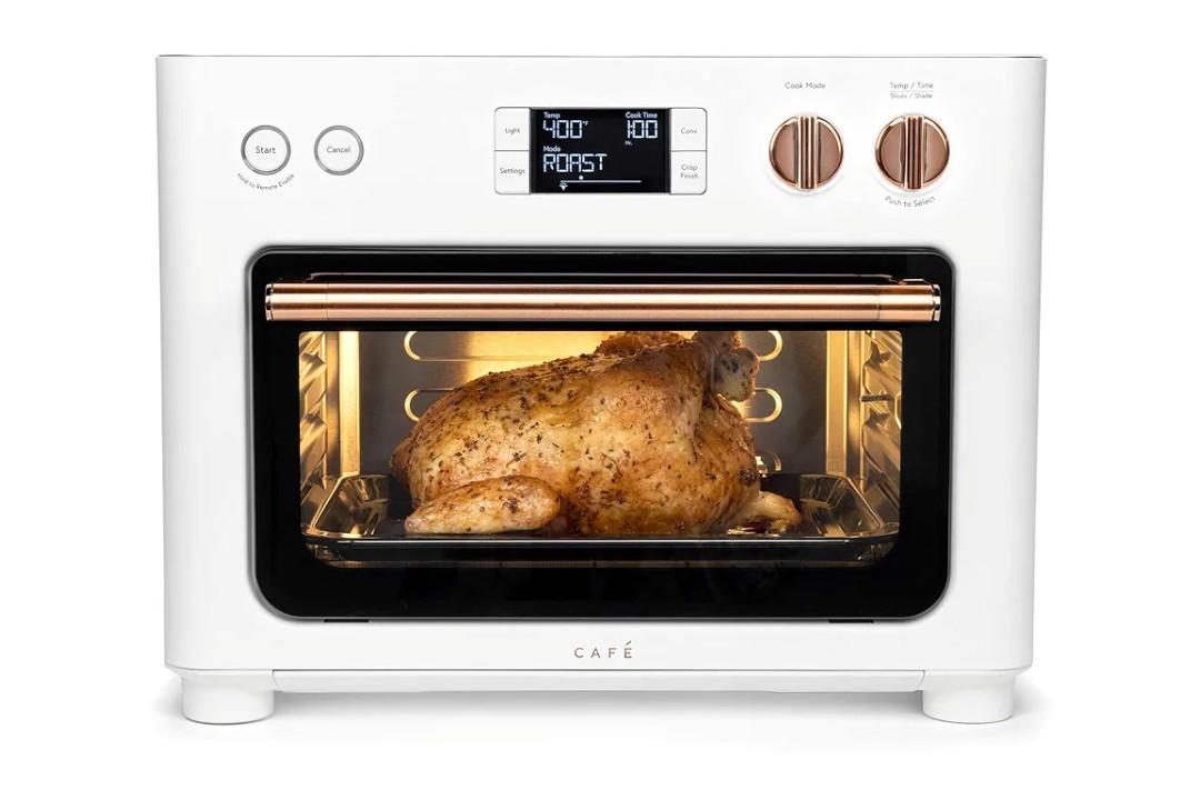 Café Couture Oven with 14 essential cooking modes, including Air Fry, CrispFinish, Bake, Broil, Roast, Toast, Pizza, WiFi & Smart Connected, Voice Control, Countertop Small Appliances, Matte White