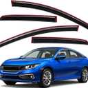 Lightronic Extra Durable Clip-on in-Channel Auto Vent Window Visor, Fits 2016-2021 Honda Civic Sedan, UV Protection Rain Guard, Original Wind Deflector, No-Drill Easy Install, Dark Smoke, 4-Pcs