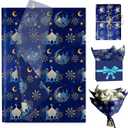 100 Sheets Eid Mubarak Tissue Paper Yellow Blue Eid Al-fitr Gold Mosque Moon Star Patterns Wrapping Tissue for Ramadan Theme Party Decoration Paper, DIY Crafts Supplies