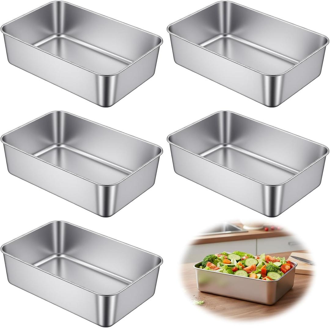 6PCS Loaf Pans for Baking Bread, 8 x 5 Inch Stainless Steel Bread Bake Pans, Homemade Baking Tray for Meatloaf, Bananas, Brownies, Lasagnas, Dishwasher Oven Safe