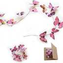 Artificial Butterfly Garland, Fake Butterfly Decorative Vines, DIY 3D Unique Butterfly Hanging Decor for Home Wall Easter Spring Flowers Party Wedding Arch Shopping (Bright Pink)