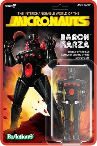 Super7 Reaction+ Micronauts Baron Karza - 3.75" Micronauts Action Figure with Accessory Vintage Collectibles and Retro Toys