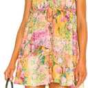 Summer Floral Boho Dresses for Women Spaghetti Straps Beach Dress Ruffle Sexy Mini Dress, Medium