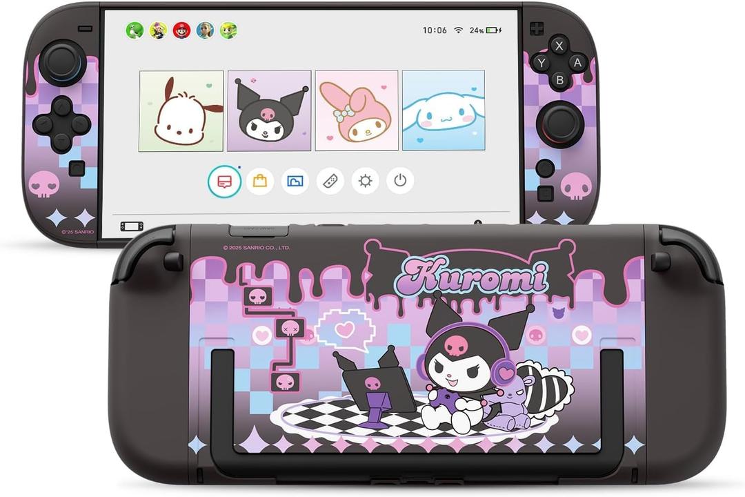 Kuitmor Dockable PC Protective Case Compatible with Switch 2 Model 2025, All-Round Protection Hard Protective Shell for Switch 2 2025 Accessories(Dark Purple Kuromi)